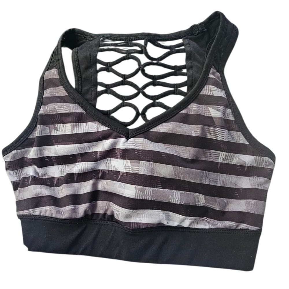 👚 TOPS | Reflex Black and Gray Mesh Back Sports Bra